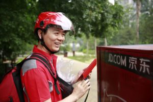 JD.com CEO Richard Liu delivering orders on June 18, the company's anniversary