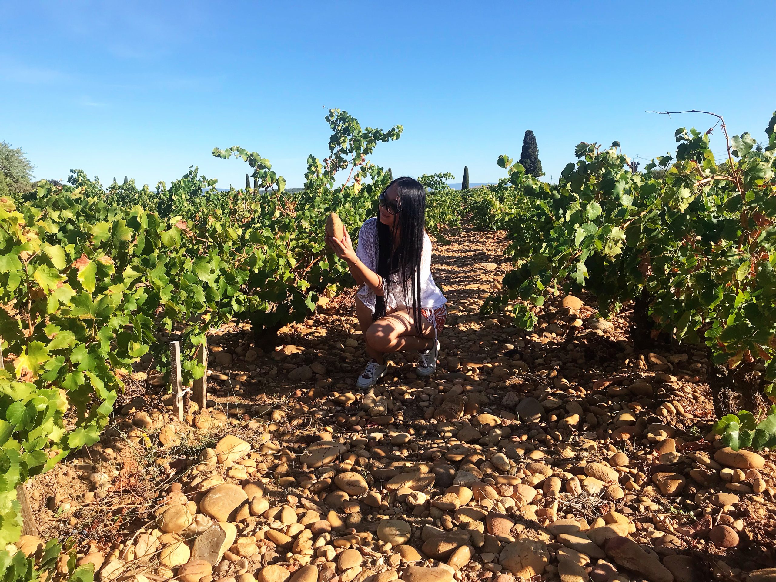 Cynthia Yang visiting wineries in Rhone Valley in France