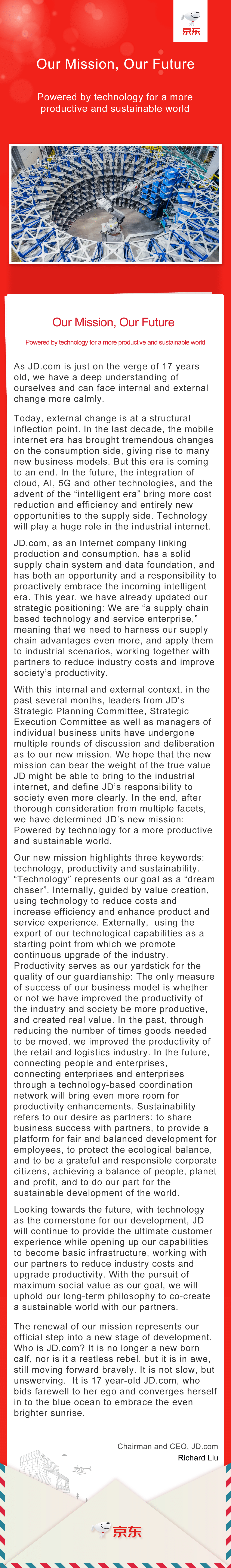 Mission Statement of JD by CEO 