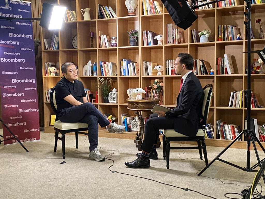 Lei Xu, CEO of JD Retail, interviewed by Tom Mackenzie of Bloomberg TV at JD’s Headquarters in Beijing